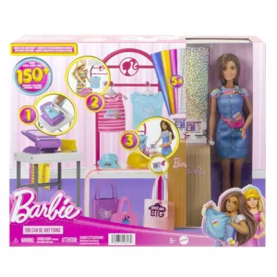 Barbie-Coffret Boutique Créations: poupée & accessoires de mode HKT78