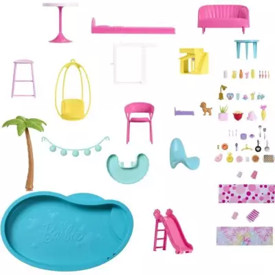 Barbie Maison de Rêve avec Piscine et Toboggan - Hauteur colis 22 cm