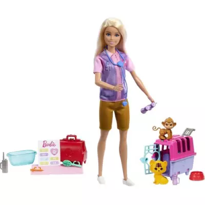 Coffret Barbie Sauvetage d'Animaux - Poupée blonde et accessoires