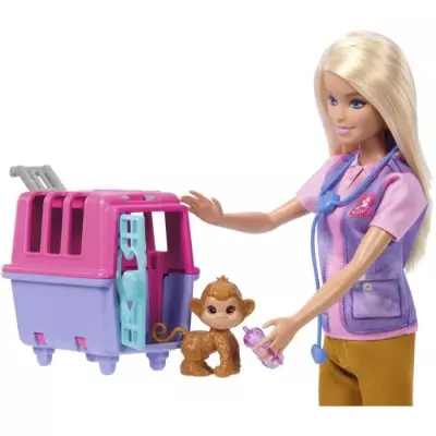 Coffret Barbie Sauvetage d'Animaux - Poupée blonde et accessoires