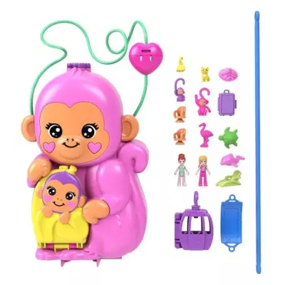 Polly Pocket Maman Singe et Bébé - Coffret 2 mini-figurines HWP04