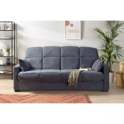 Canapé clic clac 3 places gris - Matelas 17 cm - MEGAN