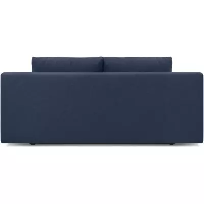 Banquette convertible 3 places MIKA - Tissu bleu foncé - Coffre de rangement
