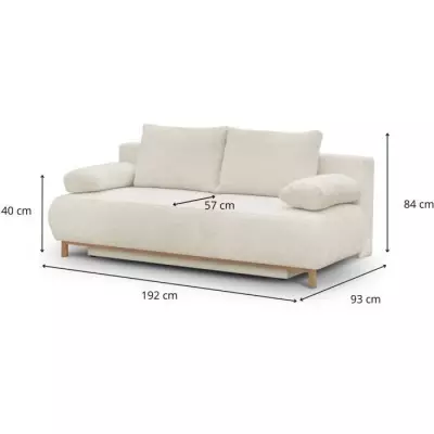 Banquette convertible 3 places MIKA beige - Coffre de rangement - Responsable Oeko-Tex