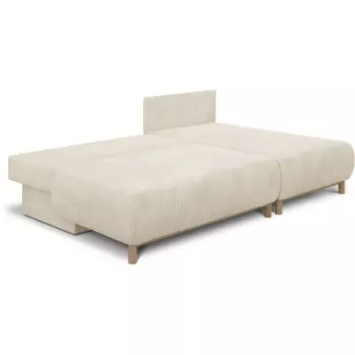 Canapé d'angle convertible MIKA 3 places - Velours côtelé beige