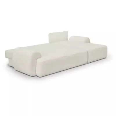 Canapé d'angle convertible MILO 4/5 places - Beige clair - Eco-friendly