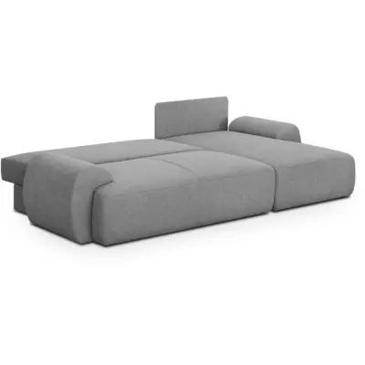 Canapé d'angle droit convertible MILO 4/5 places en tissu gris - Éco-responsable - Certifié Oeko-Tex