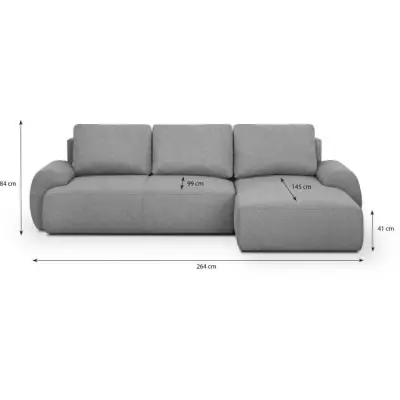 Canapé d'angle droit convertible MILO 4/5 places en tissu gris - Éco-responsable - Certifié Oeko-Tex