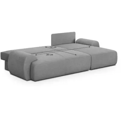 Canapé d'angle droit convertible MILO 4/5 places en tissu gris - Éco-responsable - Certifié Oeko-Tex