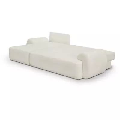 Canapé d'angle convertible 4/5 places MILO - Tissu bouclette beige clair