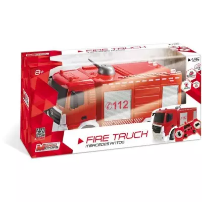 Camion de pompiers Mercedes Antos radiocommandé 1:26 avec effets lumineux
