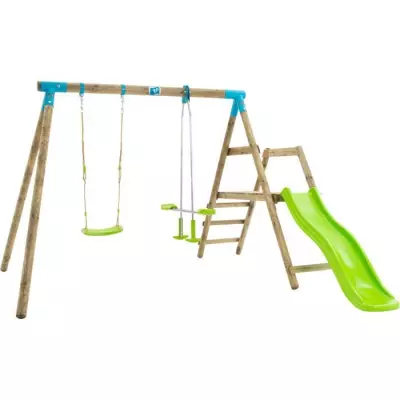 Station palmier TP Toys : Balançoire, vis-à-vis, toboggan - Kit d'ancrage h.209 cm