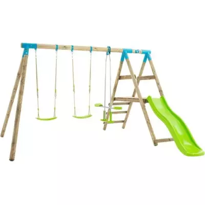 Station de jeux Genet TP avec 2 balançoires, vis-à-vis, toboggan - Kit d'ancrage inclus