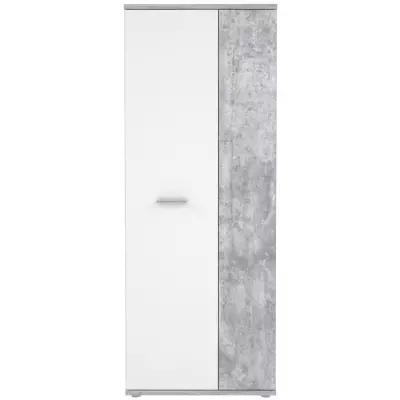 Armoire à chaussures MISCA - Style contemporain effet béton et blanc