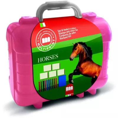 Ensemble de voyage - MULTIPRINT - 42985 - 5 tampons Chevaux, 10 crayons