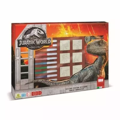Coffret de tampons MULTIPRINT Jurassic World - 7 tampons bois et latex