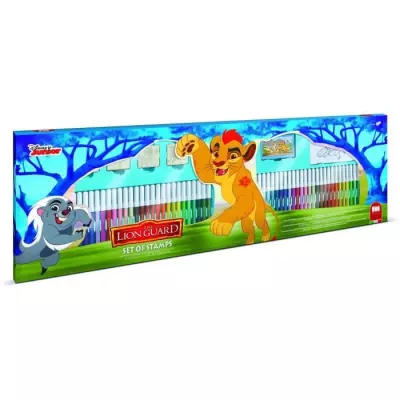 Coffret de coloriage MULTIPRINT - 60 feutres - 4 tampons - La Garde du Roi Lion
