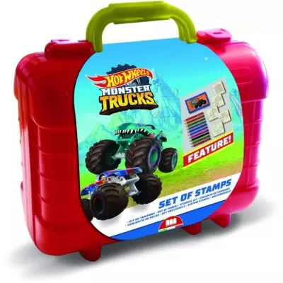 Ensemble de voyage - MULTIPRINT - 42143 - 5 tampons Hot Wheels, 10 crayons
