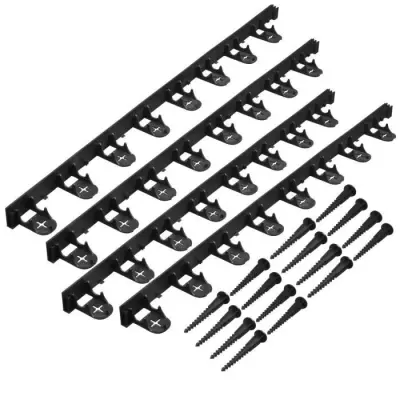 Bordure de jardin en polypropylène et polyéthylène - Lot de 16 ancres - Noir