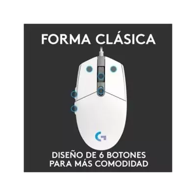 Souris gamer - Filaire - Logitech G - G203 - Blanc