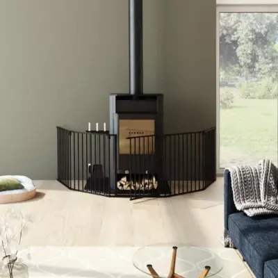 Barriere pare-feu 6 pans 360 cm - Noir pour cheminée ou poêle - NORDLINGER PRO