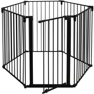 Barriere pare-feu 6 pans 360 cm - Noir pour cheminée ou poêle - NORDLINGER PRO