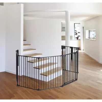 Barriere pare-feu 6 pans 360 cm - Noir pour cheminée ou poêle - NORDLINGER PRO