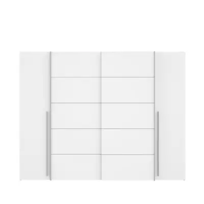 Armoire blanche mat - 2 portes battantes + 2 portes coulissantes
