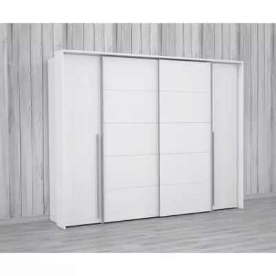 Armoire blanche mat - 2 portes battantes + 2 portes coulissantes