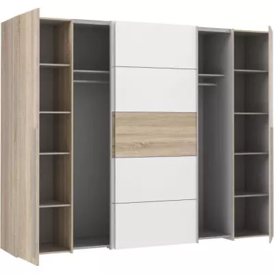 Armoire NARAGO - Chêne Sonoma et blanc mat - L270 x P61 x H210 cm