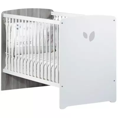 Lit bébé - 120 x 60 cm - Leaf - Blanc, design moderne