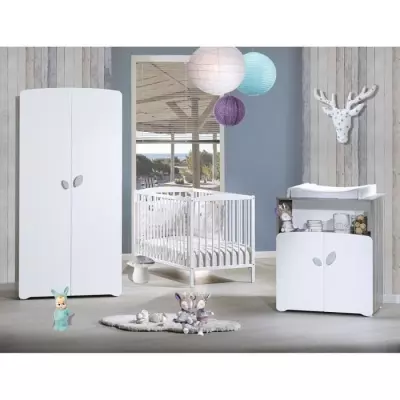 Armoire bébé Leaf - Blanche - Bois certifié PEFC