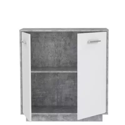 Buffet compact PILVI - Blanc et béton clair - FSC® 100% - L 82,9 x P 34,2 x H 88,1 cm