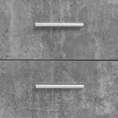 Buffet bas PILVI - Blanc/béton clair - 2 portes et 4 tiroirs