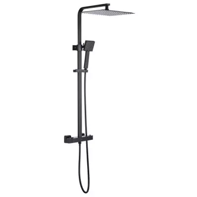 Colonne de douche OCEANIC - Noir mat - Design carré 30x30cm