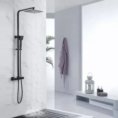 Colonne de douche OCEANIC - Mitigeur thermostatique - Noir mat