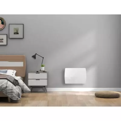Radiateur électrique fixe 1000W OCEANIC Rubis - Design verre blanc