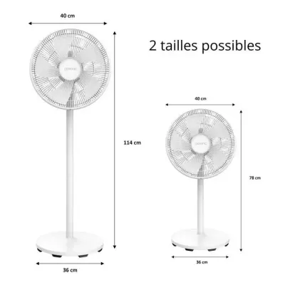 Ventilateur de pied digital 50W - Ø40cm - 3 vitesses - Blanc