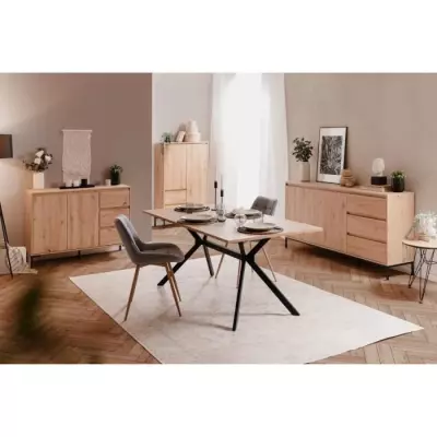Table à manger ONEX - Chêne artisan et noir - 180 x 90 x 75 cm