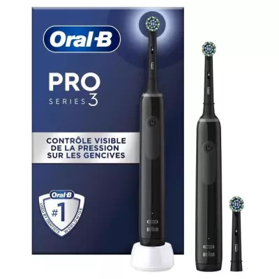 Lot de 2 Brosse à dents électriques Oral-B Pro 3 3900 - 2 manches noirs