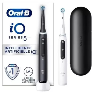 Oral-B iO 5: Lot de 2 Brosses à Dents Électriques Noire et Blanche