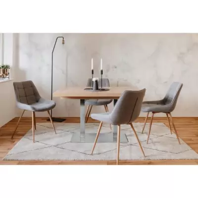 Table à manger extensible ORLANDO - Style contemporain - Chene artisan et alu