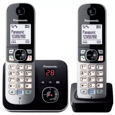 Téléphone sans fil duo PANASONIC KXTG6822 - Réduction de bruit et blocage, 21x13x13 cm