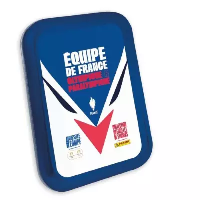 Boîte métal PANINI JO 2024 Equipe de France - 10 pochettes + 2 cartes