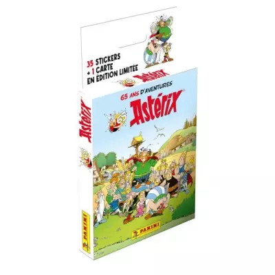 Pochette 7 Astérix PANINI - 35 stickers et 1 carte - 65e anniversaire