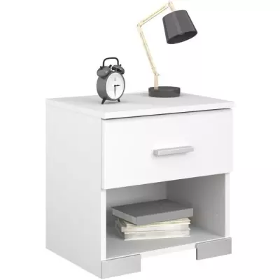 Ensemble chambre enfant ZODIAC - Lit + chevet + bureau - Blanc