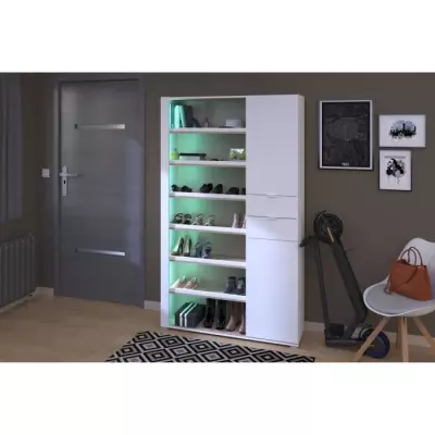 Armoire à chaussures ShoeS - Décor chêne et Steam Black - MEUBLE A CHAUSSURES