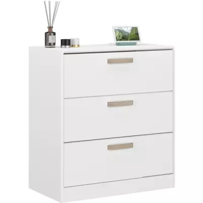 Commode DREAM 3 tiroirs - Fabriqué en France - Blanc - L79.7 x H87.8 x P43.8 cm