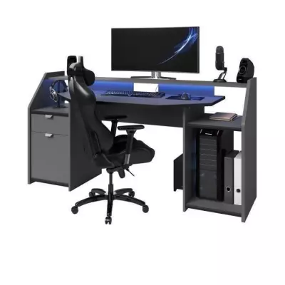 Bureau Gamer Parisot - Gris Ombre et Noir - Made in France
