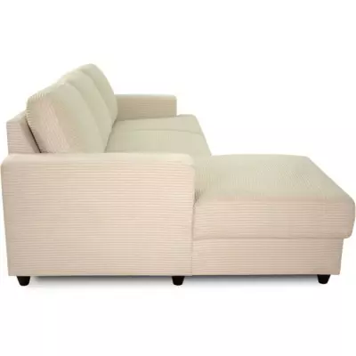 Canapé d'angle gauche 4 places - PAUL en cord - Tissu Beige
